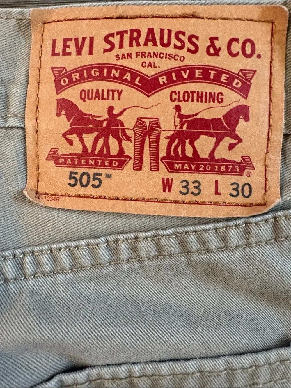 Levi's Men’s Khaki Straight Leg Jeans 33W 30L